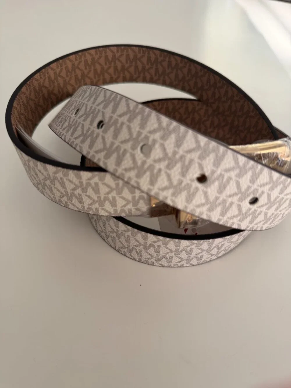 NWT Michael Kors Women's Large Twist Reversible Monogram Logo Belt